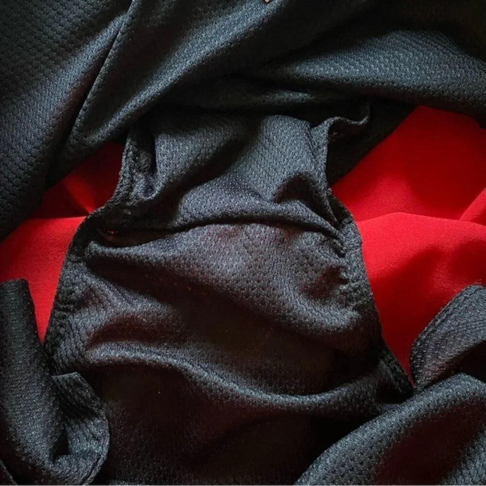 Nike‎ Men's Swim Trunks Size L Red Black Drawstring Waist Pockets Logo